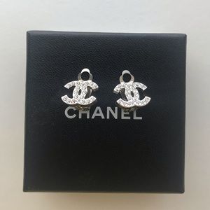 Chanel Diamanté Clip On Earrings